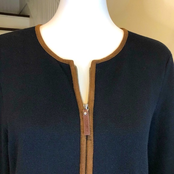 RALPH LAUREN Black Long Sleeve Full Zip Flat Knit Pocketed Sweater Sz Large - Picture 5 of 14